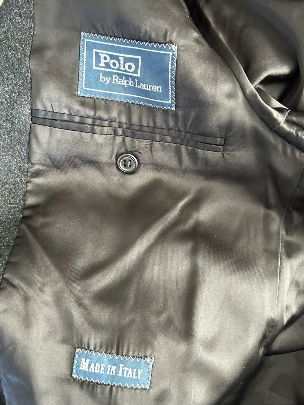Polo Ralph Lauren 100% Cashmere Overcoat 42R Gray Long Trench Coat Blue Label